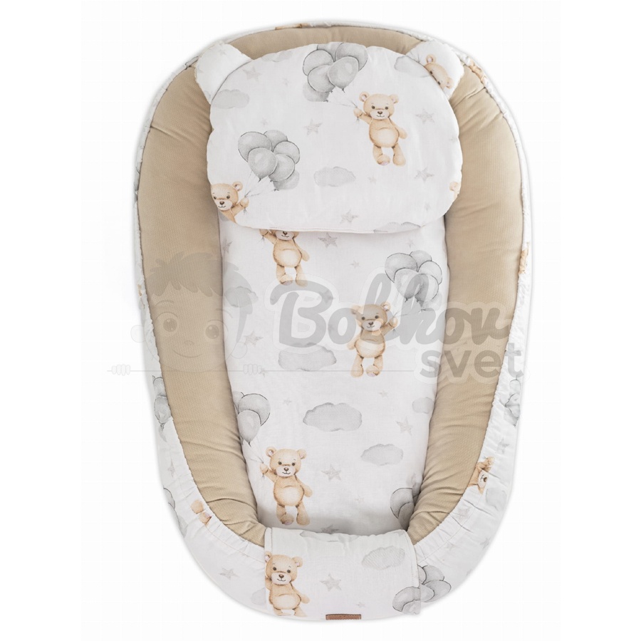 Detské hniezdo pre bábätko VELVET SADA 3v1 - CREAM - teddy