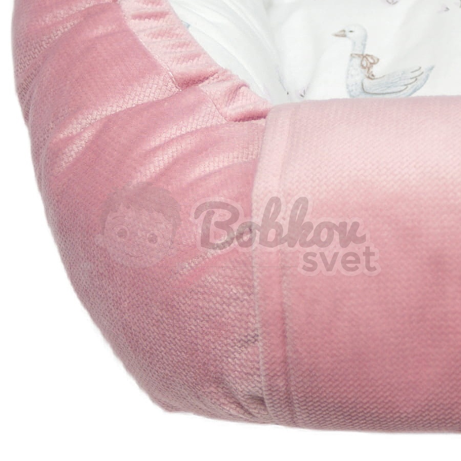 Detské hniezdo pre bábätko VELVET SADA 3v1 - húsky v ružovom