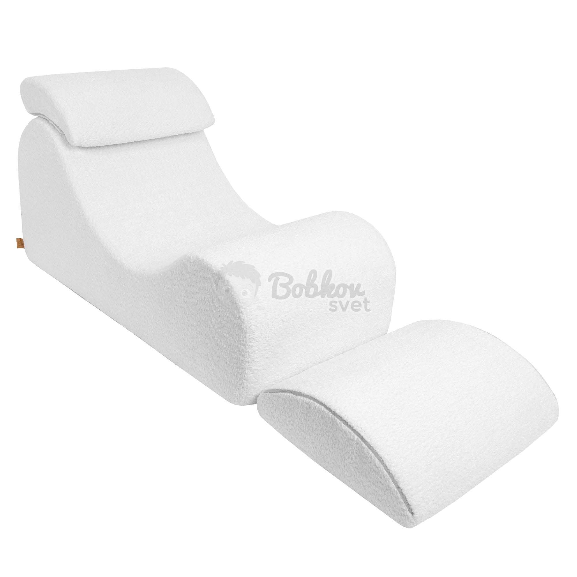 Dizajnové lehátko s opierkami (leňoška) pre deti Wave - BOUCLE White