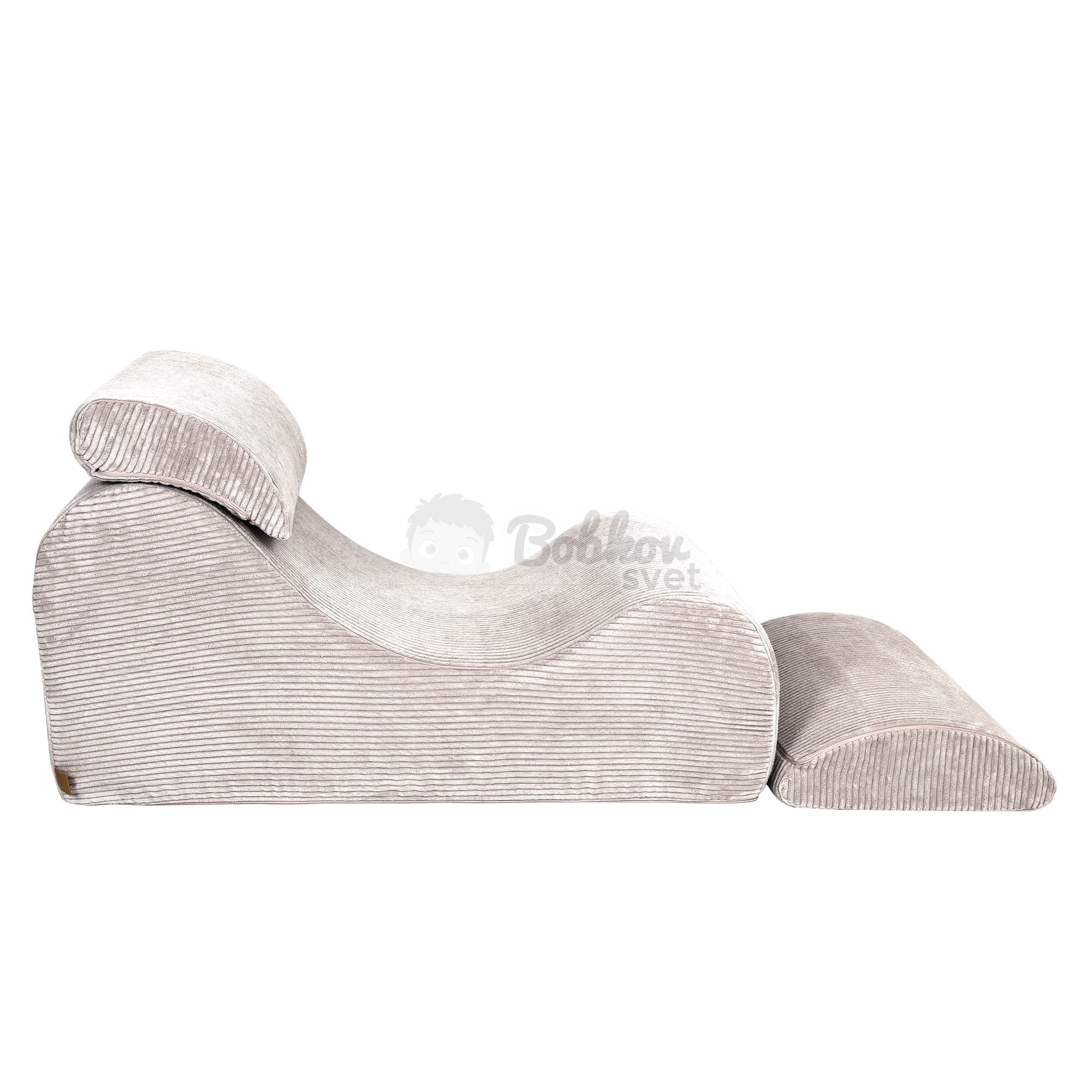 Dizajnové lehátko s opierkami (leňoška) pre deti Wave - Corduroy Estetic ECRU