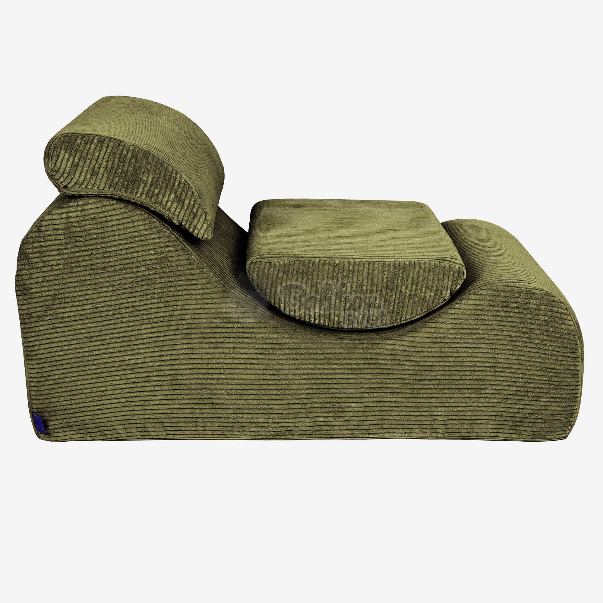 Dizajnové lehátko s opierkami (leňoška) pre deti Wave - Corduroy Estetic KHAKI