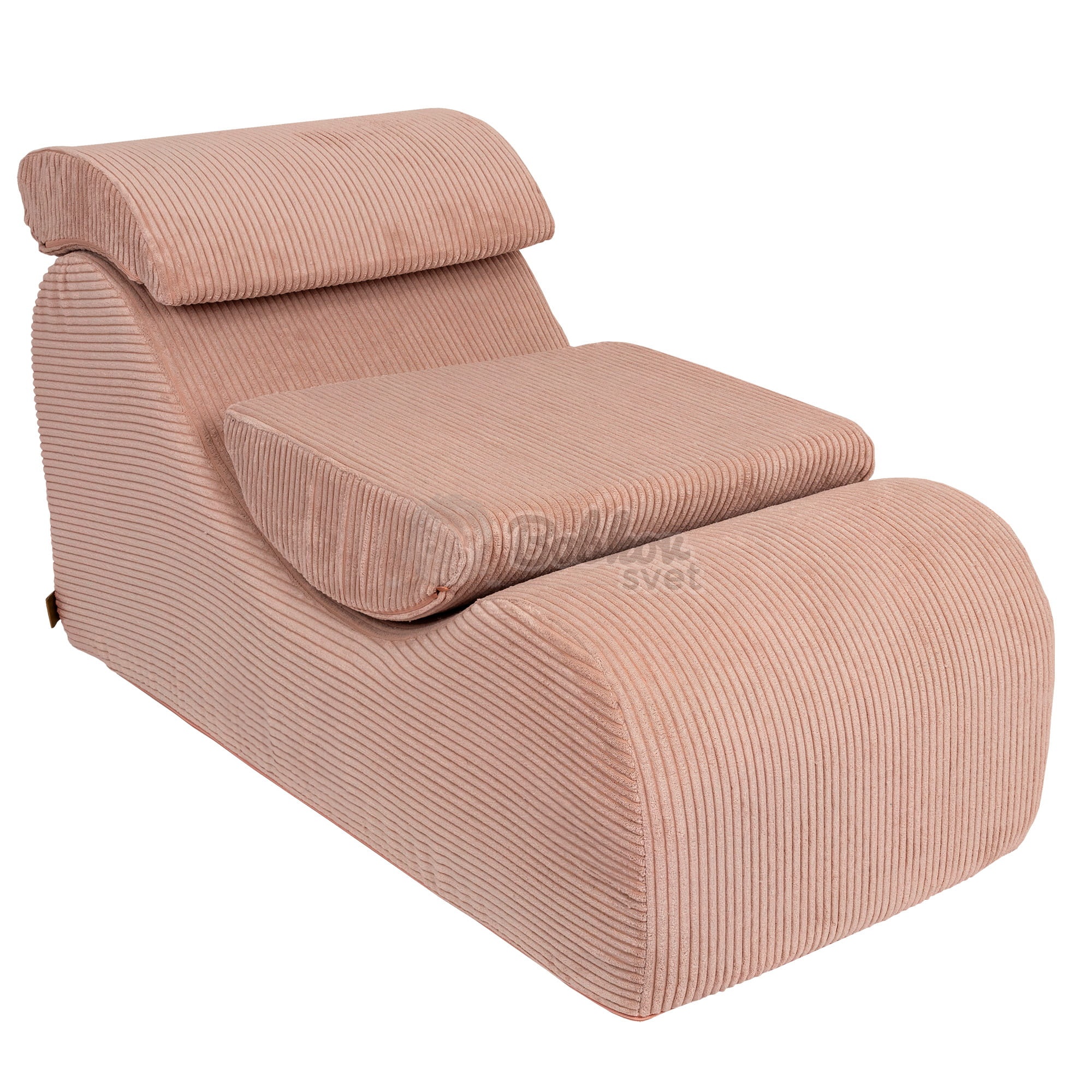 Dizajnové lehátko s opierkami (leňoška) pre deti Wave - Corduroy Estetic Powder ROSE