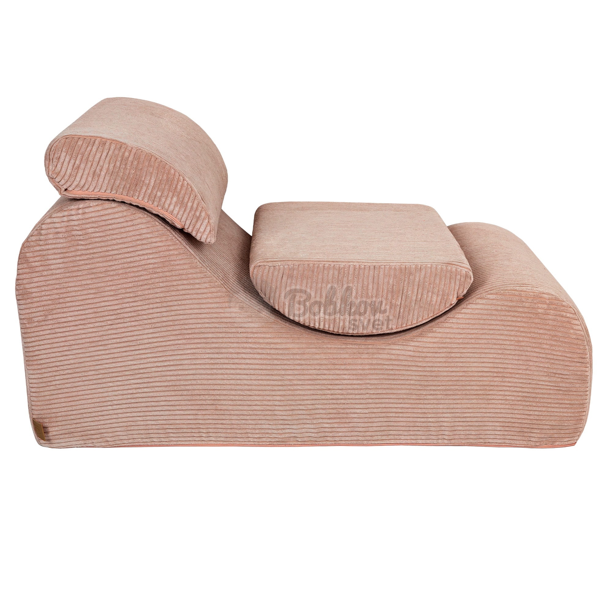 Dizajnové lehátko s opierkami (leňoška) pre deti Wave - Corduroy Estetic Powder ROSE