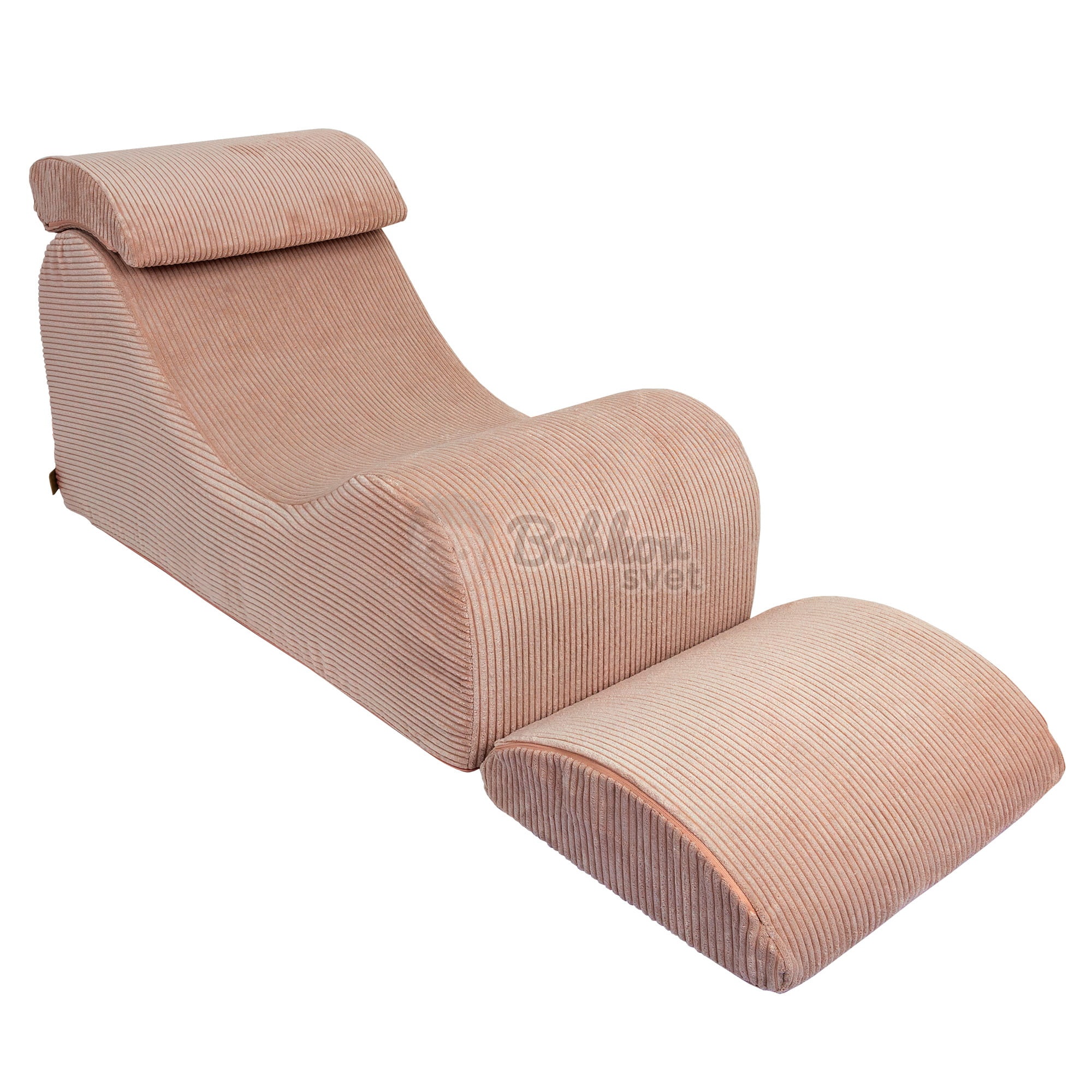 Dizajnové lehátko s opierkami (leňoška) pre deti Wave - Corduroy Estetic Powder ROSE