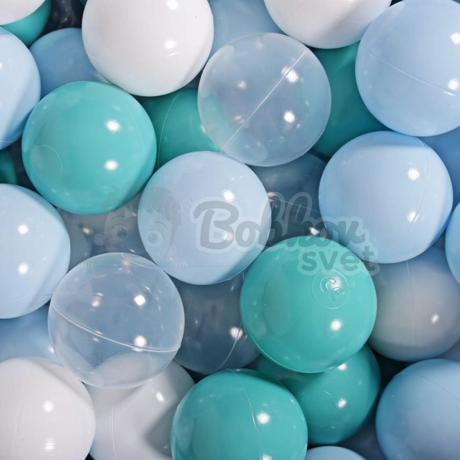Sada guličiek 200 ks Ø7cm - baby blue, tyrkys, transparentná, biela