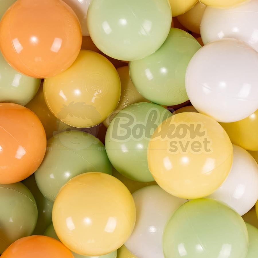 Sada guličiek 200 ks Ø7cm - biela, broskyňová, svetlozelená, pastelovo žltá