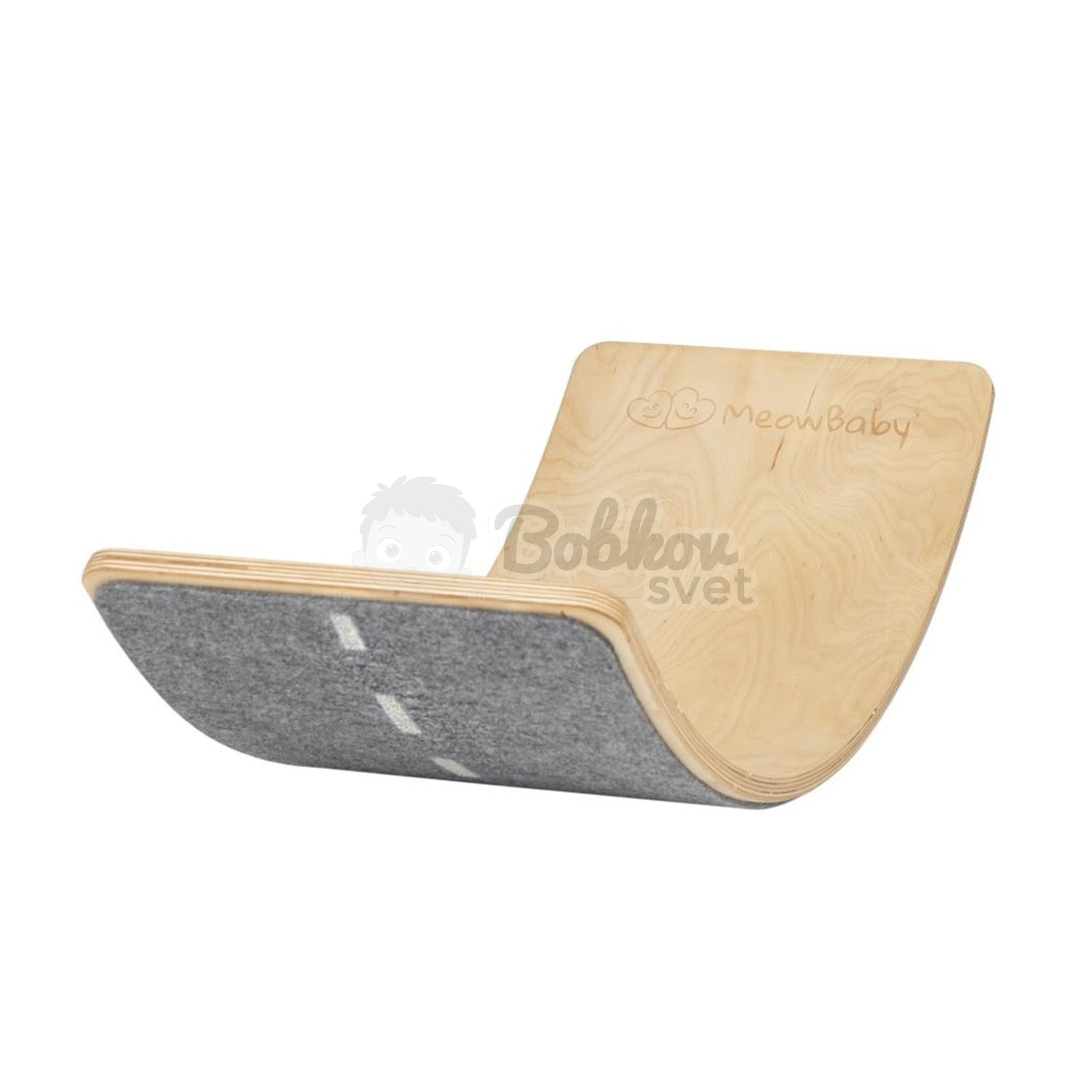 Drevená balančná doska pre deti MeowBaby® s filcom (80x30cm) - autodráha