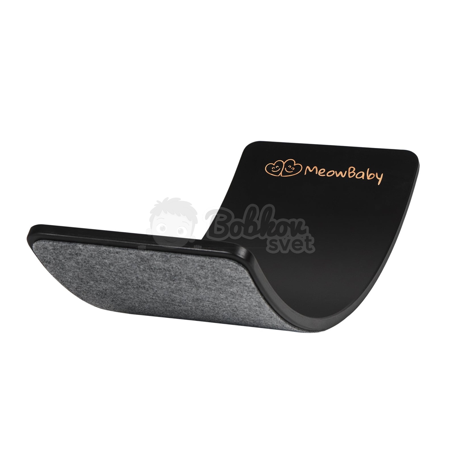 Drevená balančná doska pre deti MeowBaby® s filcom (80x30cm) - BLACK / gray