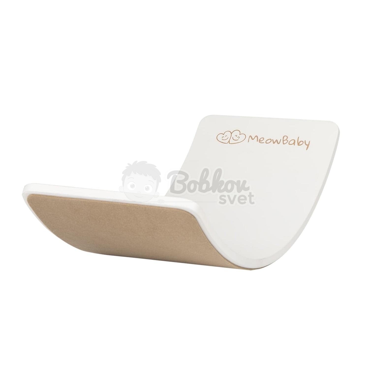 Drevená balančná doska pre deti MeowBaby® s filcom (80x30cm) - WHITE