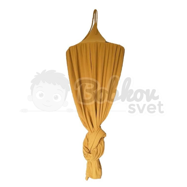 DAMANI pravý mušelínový baldachýn / bavlnený - horčicový