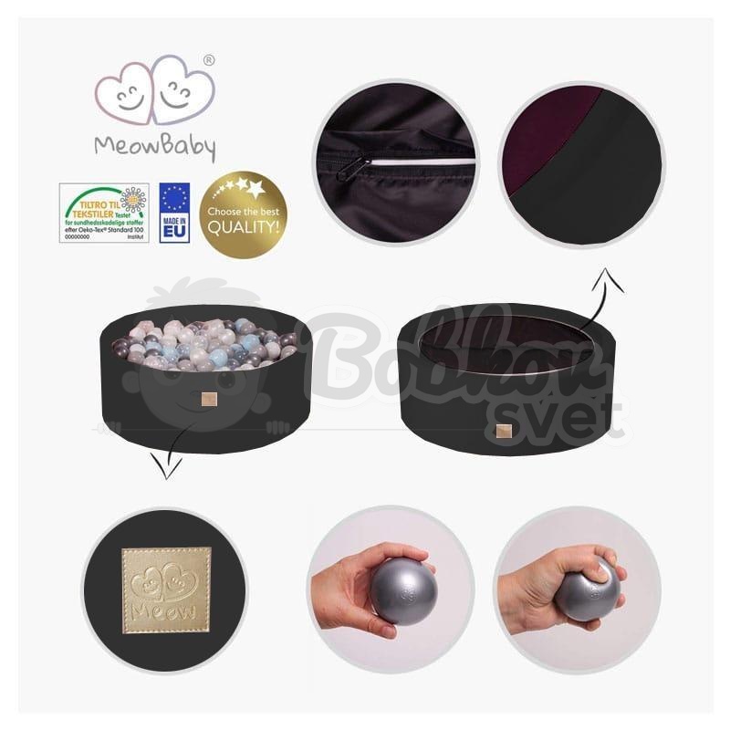 Detský suchý bazén EXCLUSIVE MeowBaby® model Glamour s guličkami 250 ks (90x30cm)