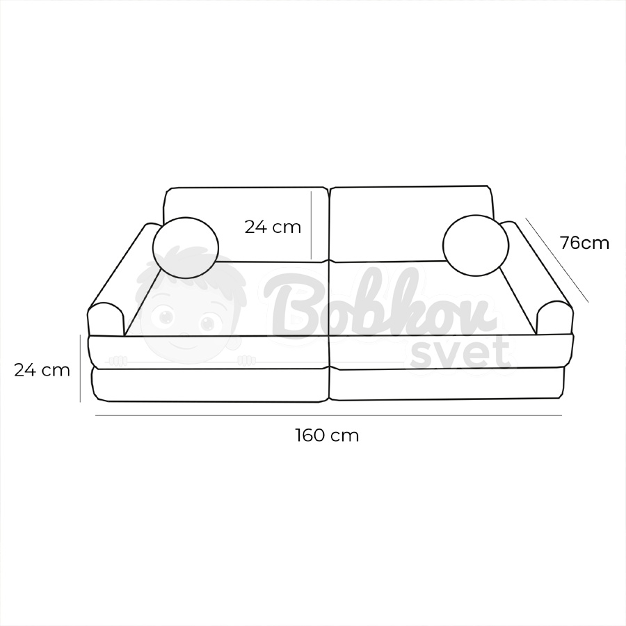 Veľký skladací bunker - SOFA premium Corduroy Estetic - TYRKYS 160 cm
