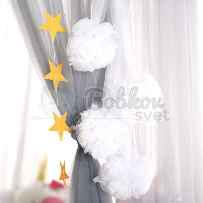 Tylové POM POMY (biele) - POMPOMS / dekorácia