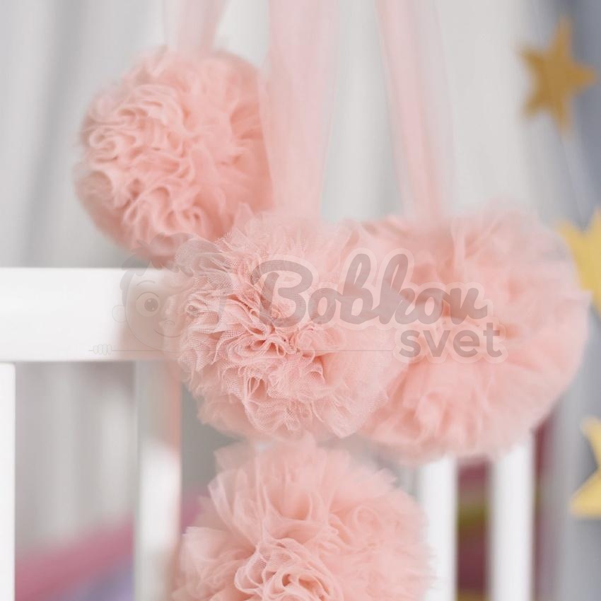 Tylové POM POMY (púdrovo ružové) - POMPOMS / dekorácia