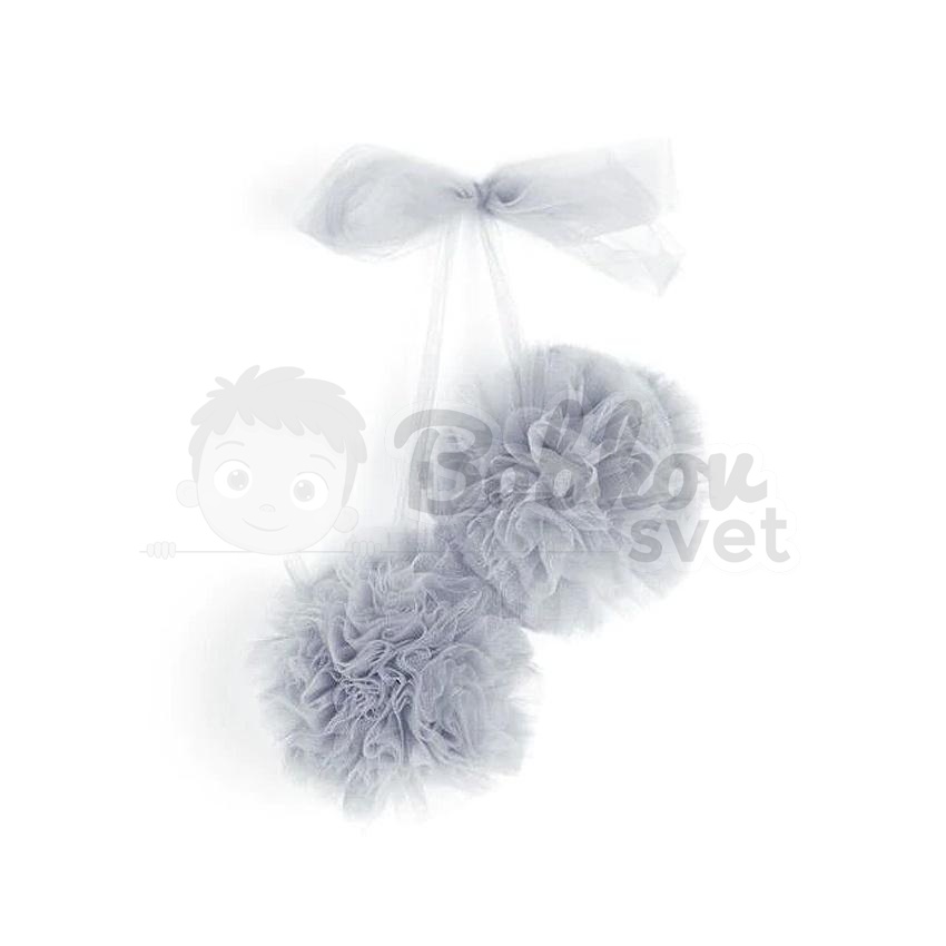 Tylové POM POMY (sivé) - POMPOMS / dekorácia