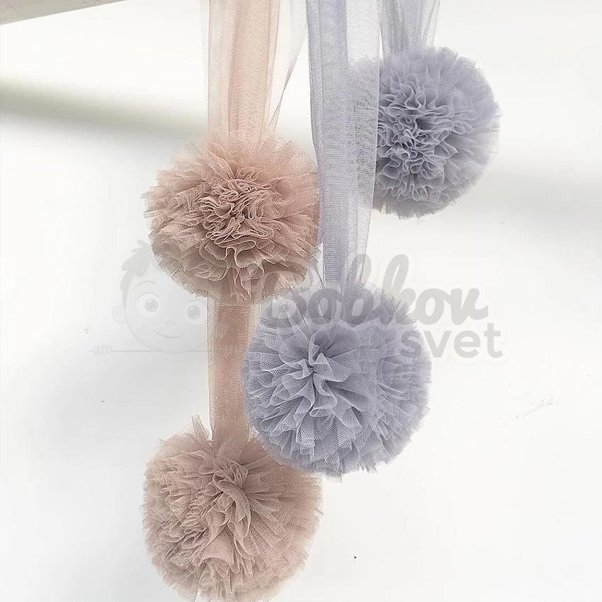 Tylové POM POMY (biele) - POMPOMS / dekorácia