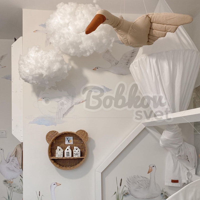 Dekorácia do detskej izby bocian – béžový