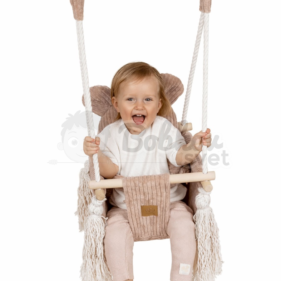 Detská hojdačka Bear Swing s pásom - Corduroy Estetic PINK