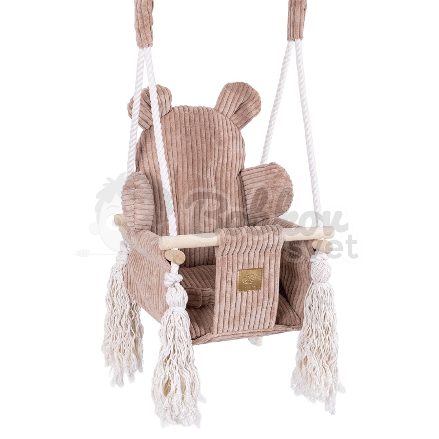 Detská hojdačka Bear Swing s pásom - Corduroy Estetic PINK