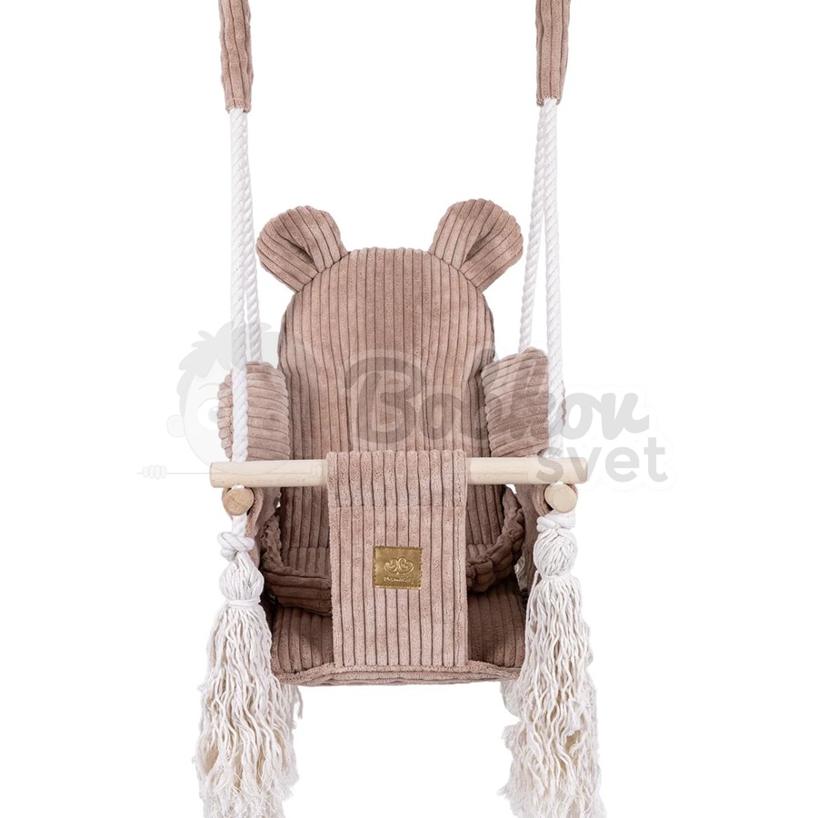 Detská hojdačka Bear Swing s pásom - Corduroy Estetic PINK