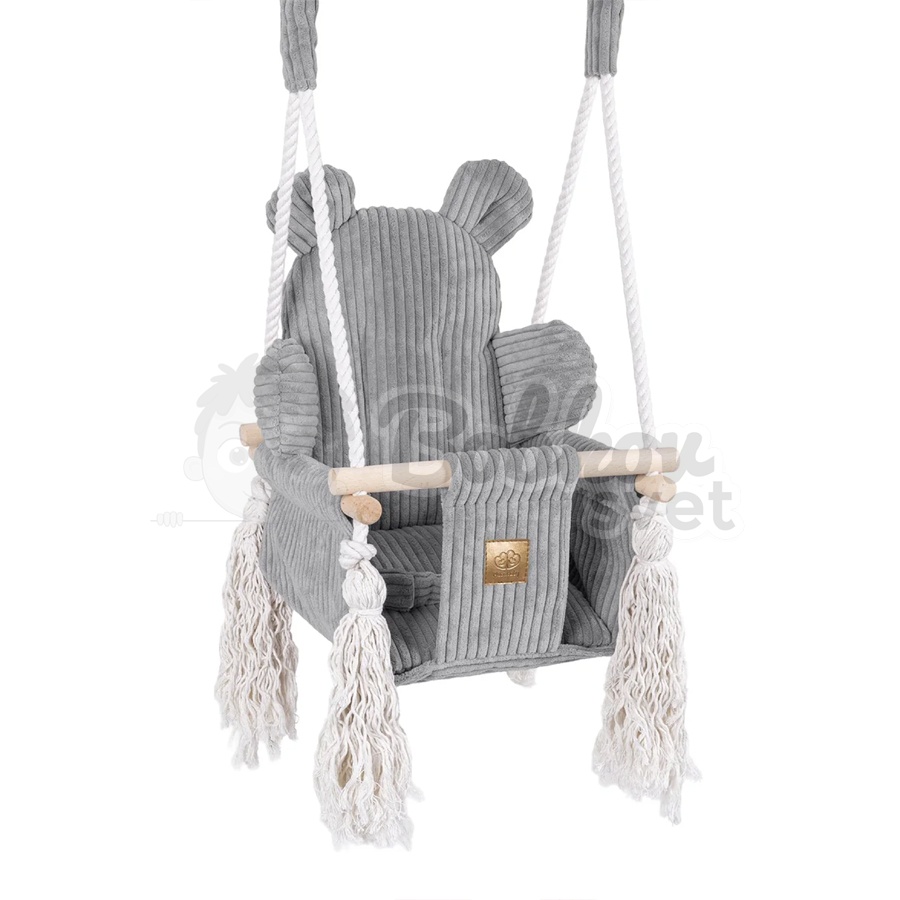 Detská hojdačka Bear Swing s pásom - Corduroy Estetic GRAY