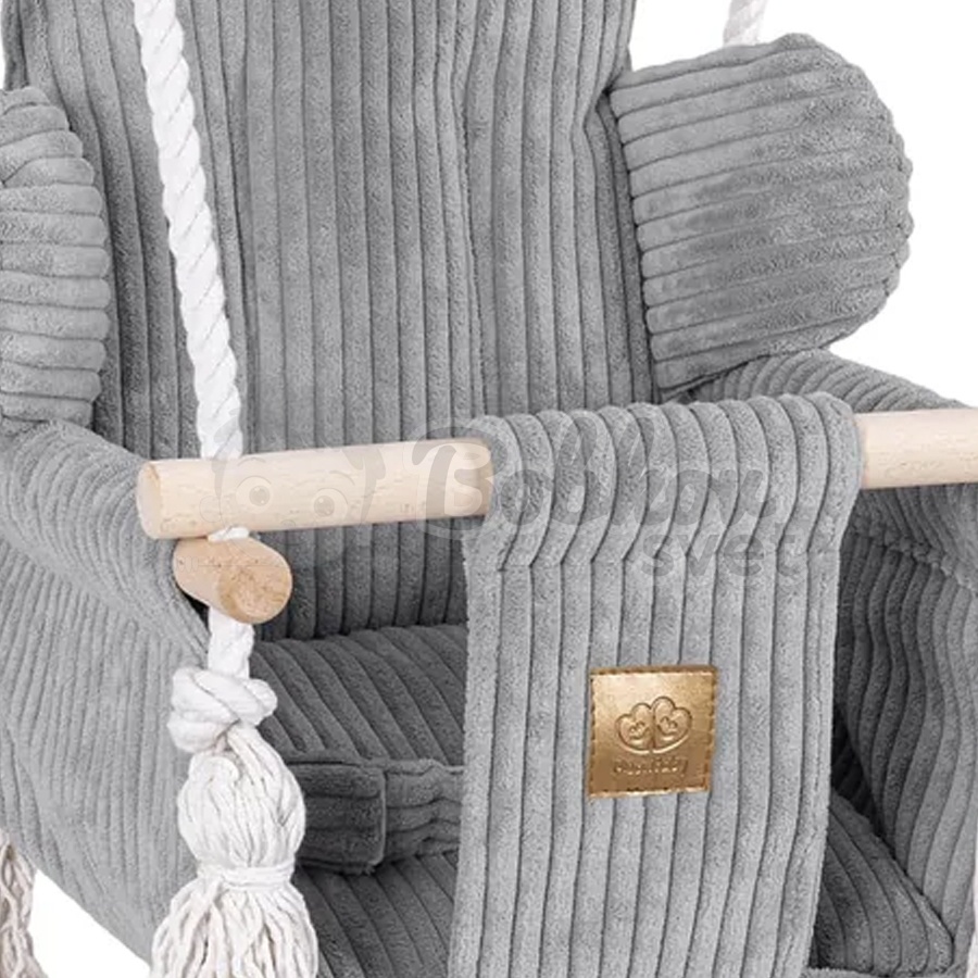 Detská hojdačka Bear Swing s pásom - Corduroy Estetic GRAY