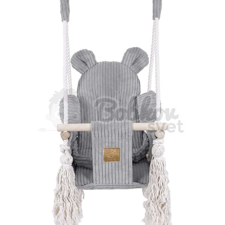 Detská hojdačka Bear Swing s pásom - Corduroy Estetic GRAY