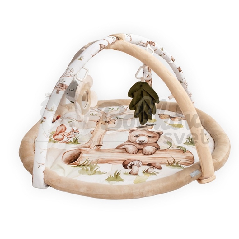 Hracia podložka na zem / deka s hrazdičkou pre bábätká - HAPPY BEAR / medveď