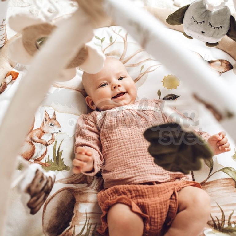 Hracia podložka na zem / deka s hrazdičkou pre bábätká - HAPPY BEAR / medveď