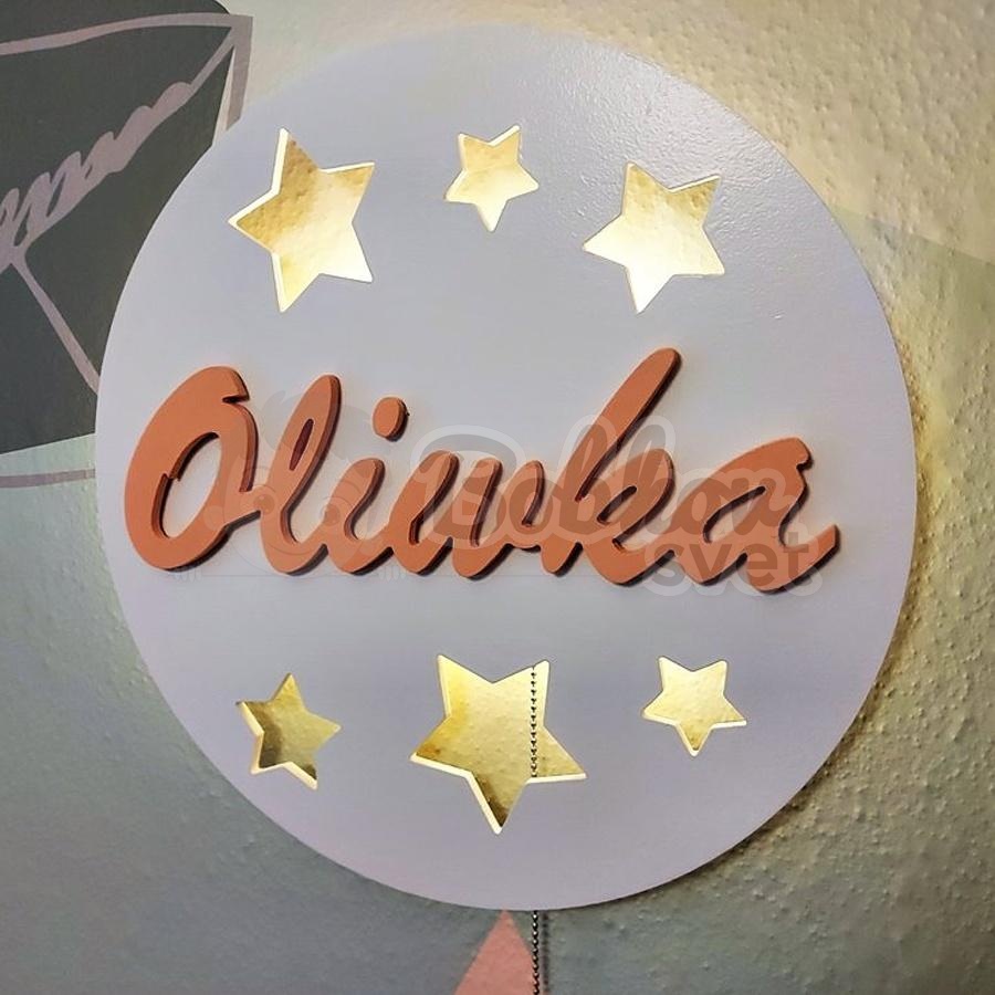 Detské LED svetielko do izby / lampička na stenu - s MENOM