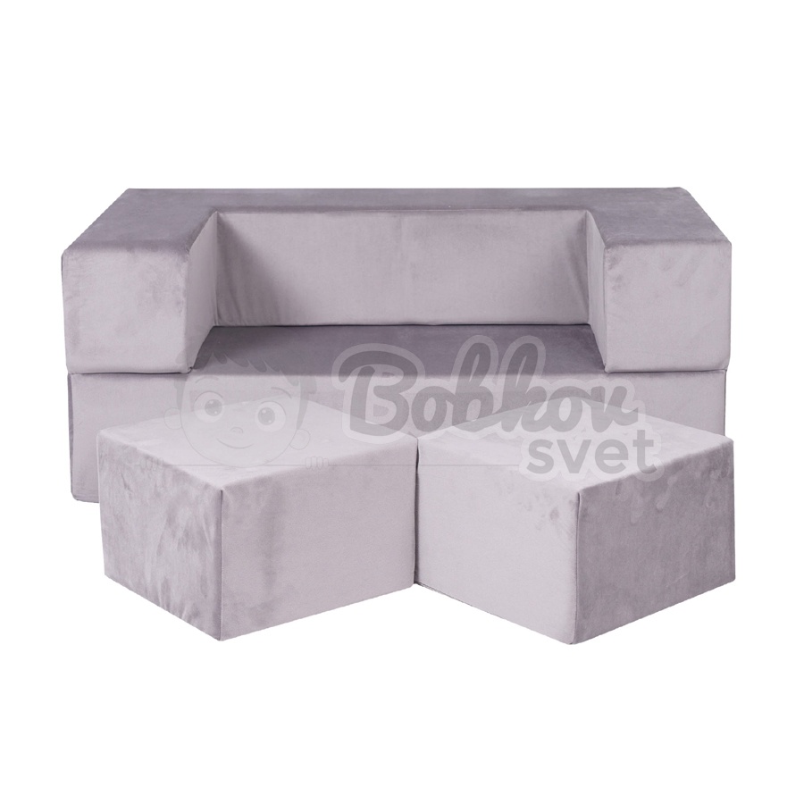 Detská rozkladacia pohovka + 2 taburetky - SOFA GRAY 96 cm