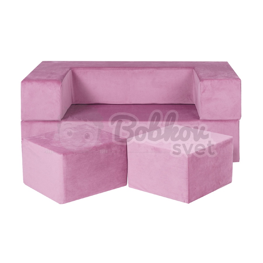 Detská rozkladacia pohovka + 2 taburetky - SOFA PINK 96 cm
