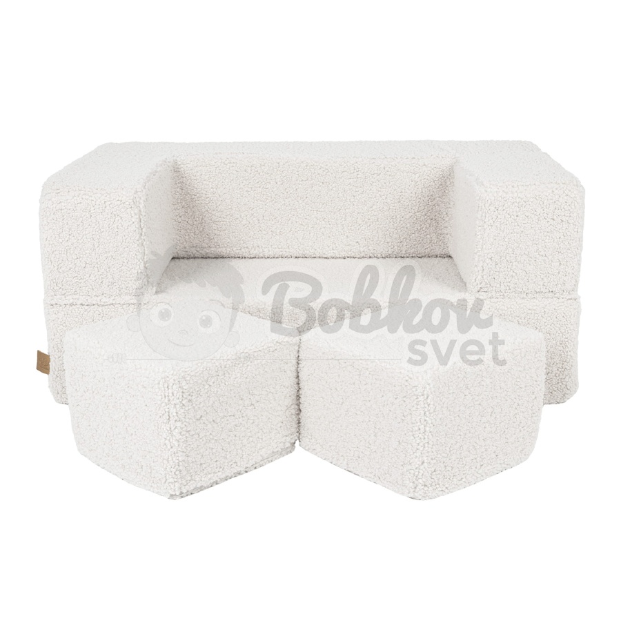 Detská rozkladacia pohovka + 2 taburetky - Bearly sofa White 96 cm