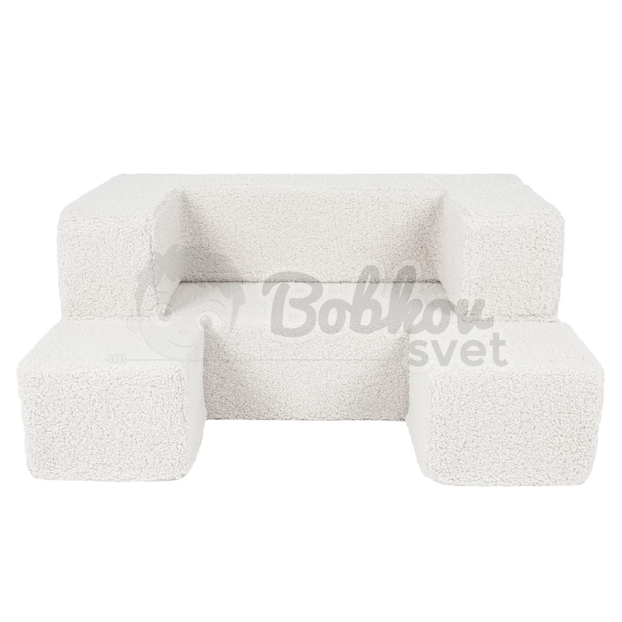 Detská rozkladacia pohovka + 2 taburetky - Bearly sofa White 96 cm