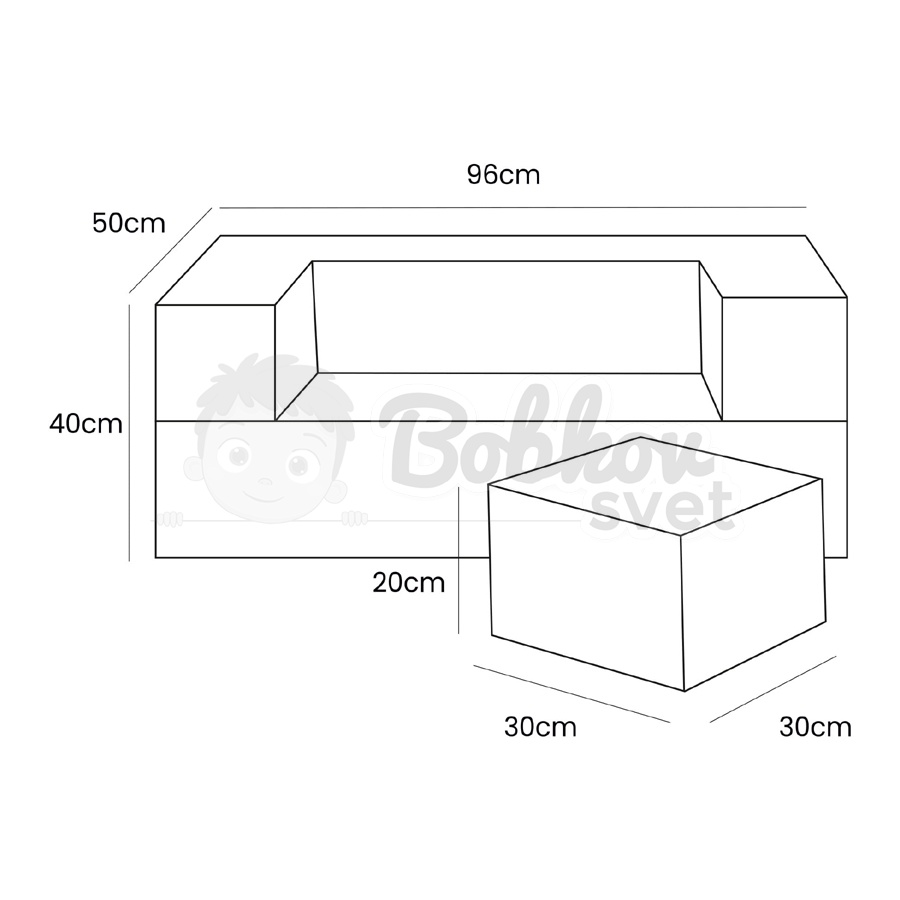 Detská rozkladacia pohovka + 2 taburetky - Bearly sofa White 96 cm