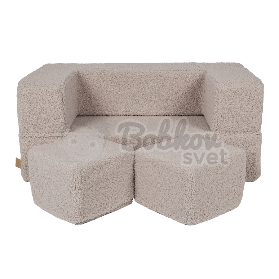 Detská rozkladacia pohovka + 2 taburetky - Bearly sofa Cream 96 cm