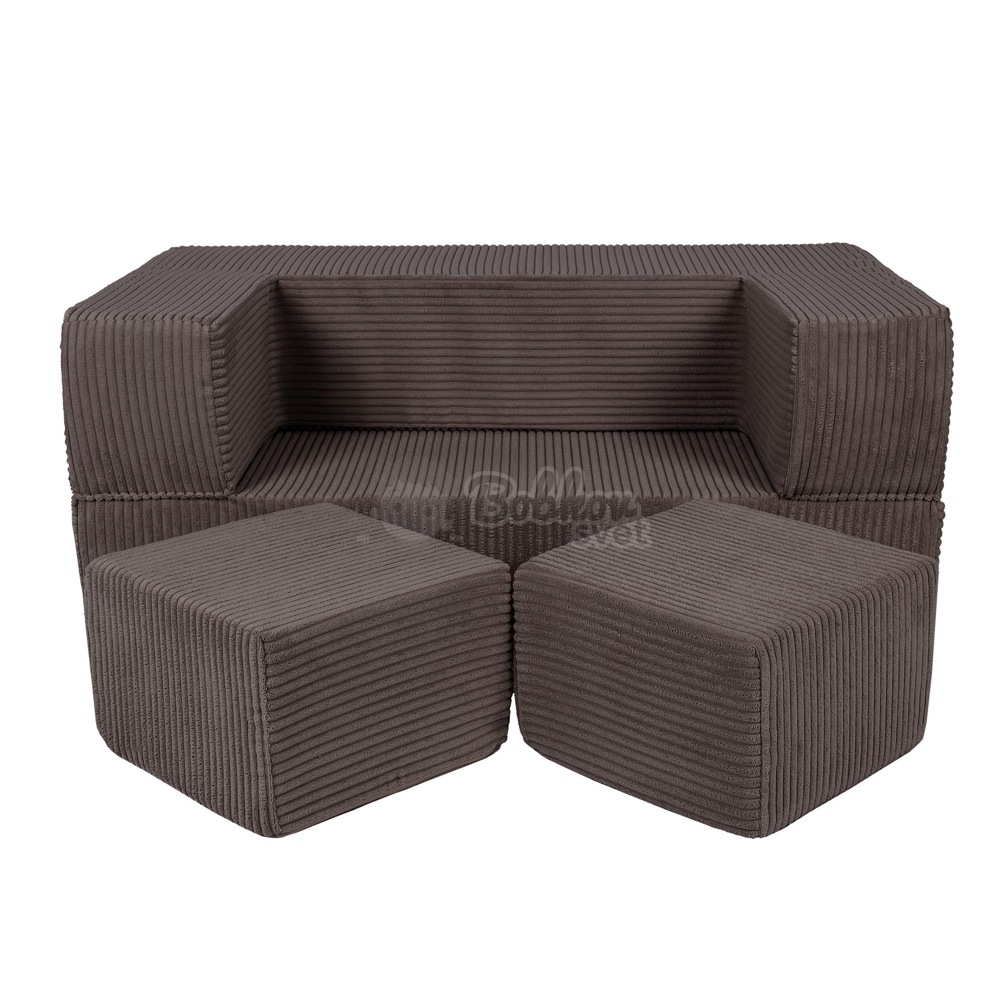 Detská rozkladacia pohovka + 2 taburetky - Corduroy Estetic - BROWN 96 cm