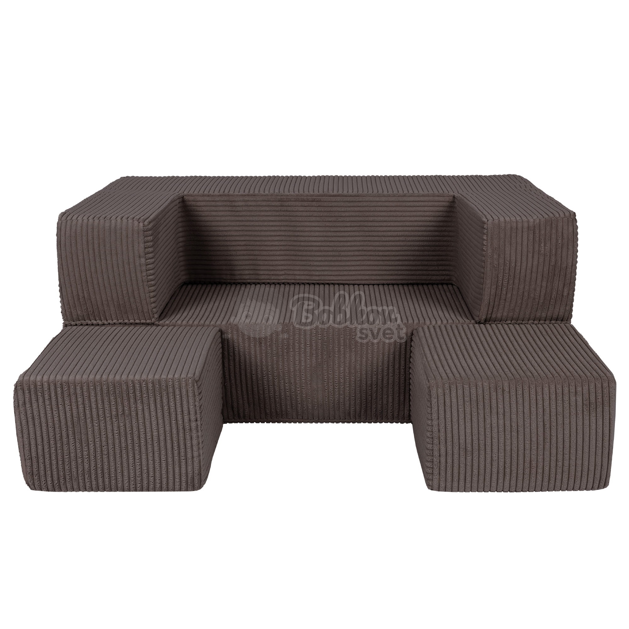 Detská rozkladacia pohovka + 2 taburetky - Corduroy Estetic - BROWN 96 cm