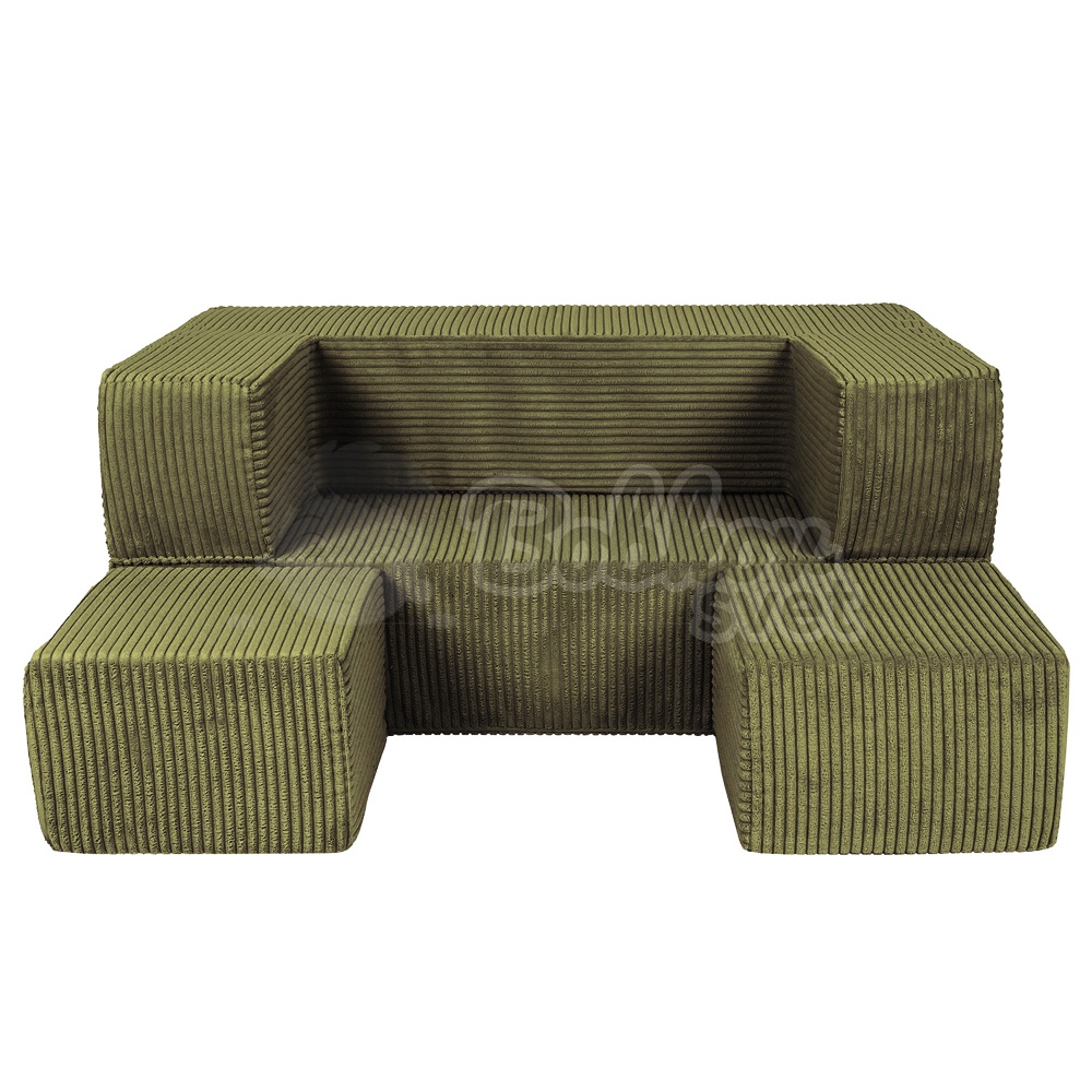 Detská rozkladacia pohovka + 2 taburetky - Corduroy Estetic - KHAKI 96 cm