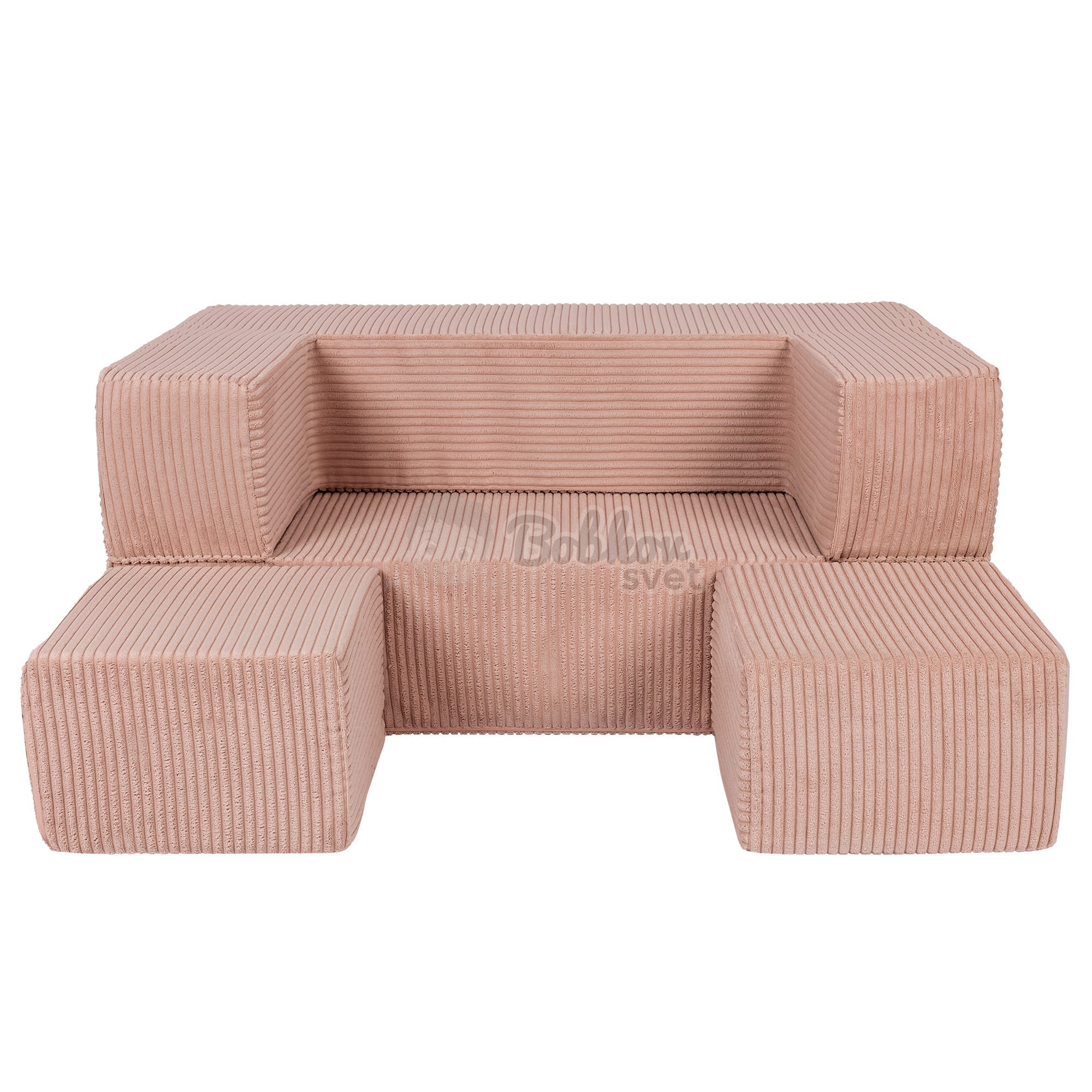 Detská rozkladacia pohovka + 2 taburetky - Corduroy Estetic - PINK 96 cm