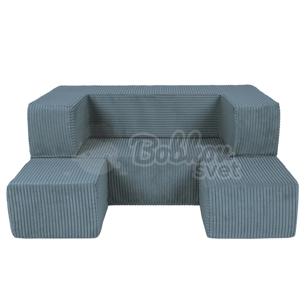 Detská rozkladacia pohovka + 2 taburetky - Corduroy Estetic - TYRKYS 96 cm