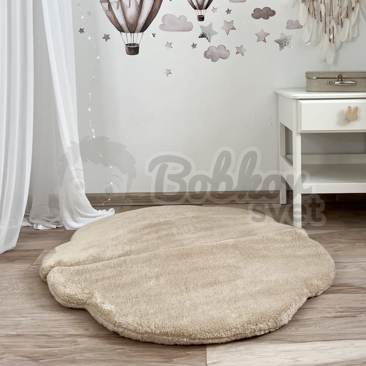 Skladacia podložka na hranie OBLÁČIK 100 cm - PLYŠ béžový