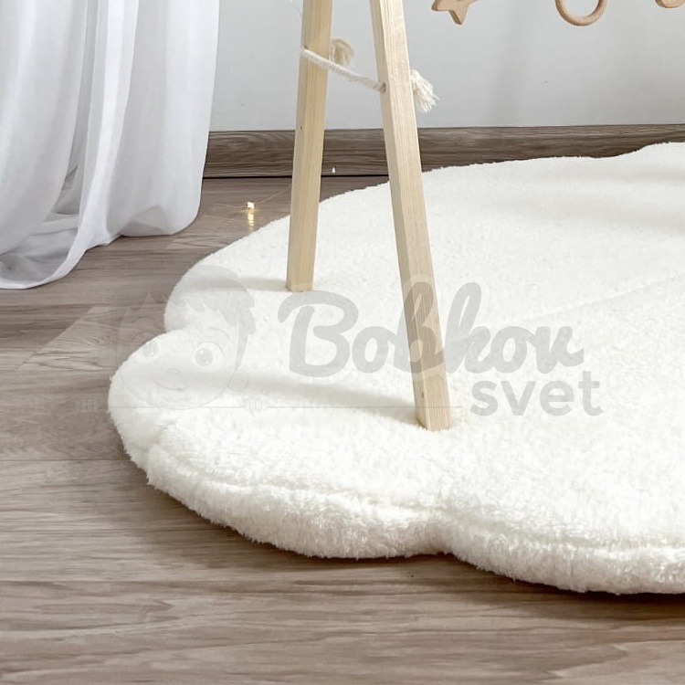 Skladacia podložka na hranie OBLÁČIK 100 cm - PLYŠ ecru