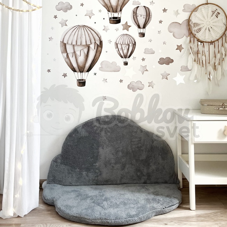 Skladacia podložka na hranie OBLÁČIK 100 cm - PLYŠ grafit