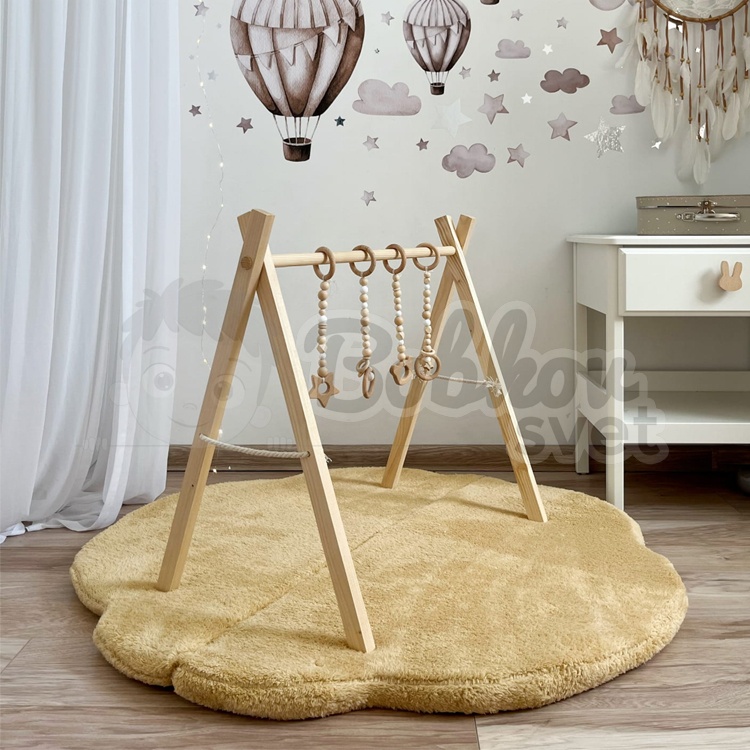 Skladacia podložka na hranie OBLÁČIK 100 cm - PLYŠ mustard