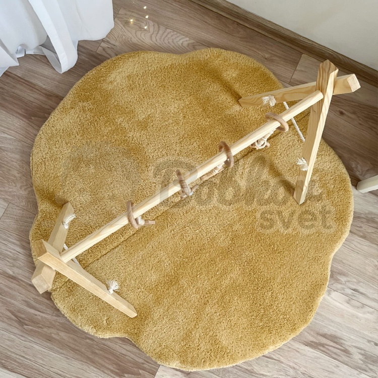 Skladacia podložka na hranie OBLÁČIK 100 cm - PLYŠ mustard