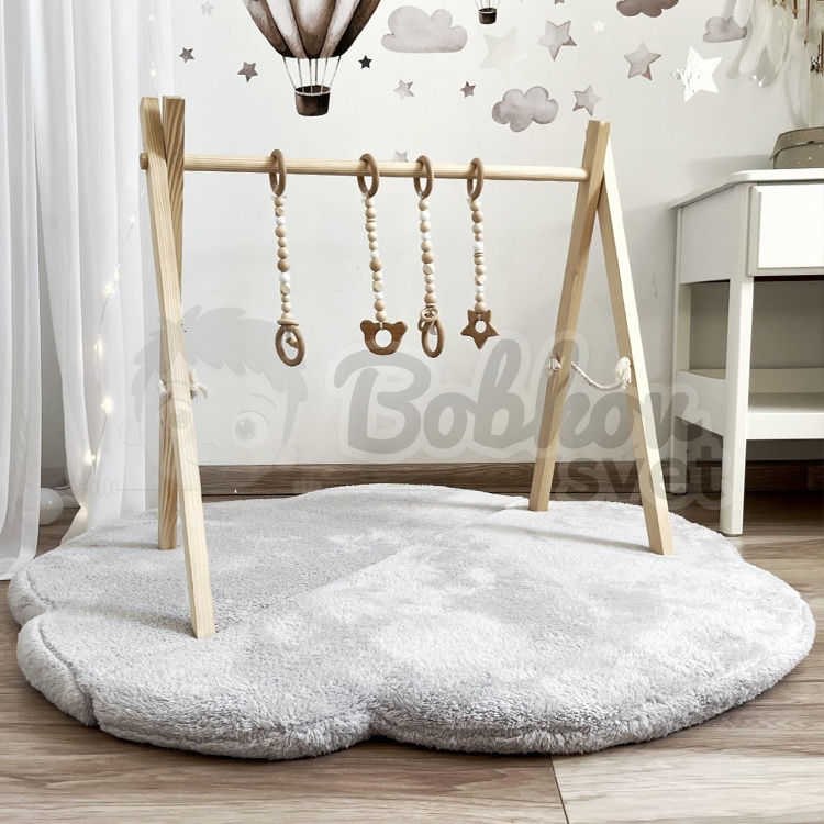 Skladacia podložka na hranie OBLÁČIK 100 cm - PLYŠ grey