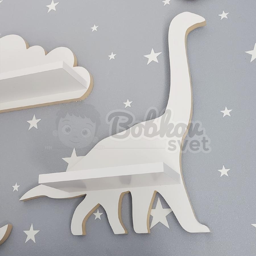 Drevená detská polička DINO - model Brontosaur