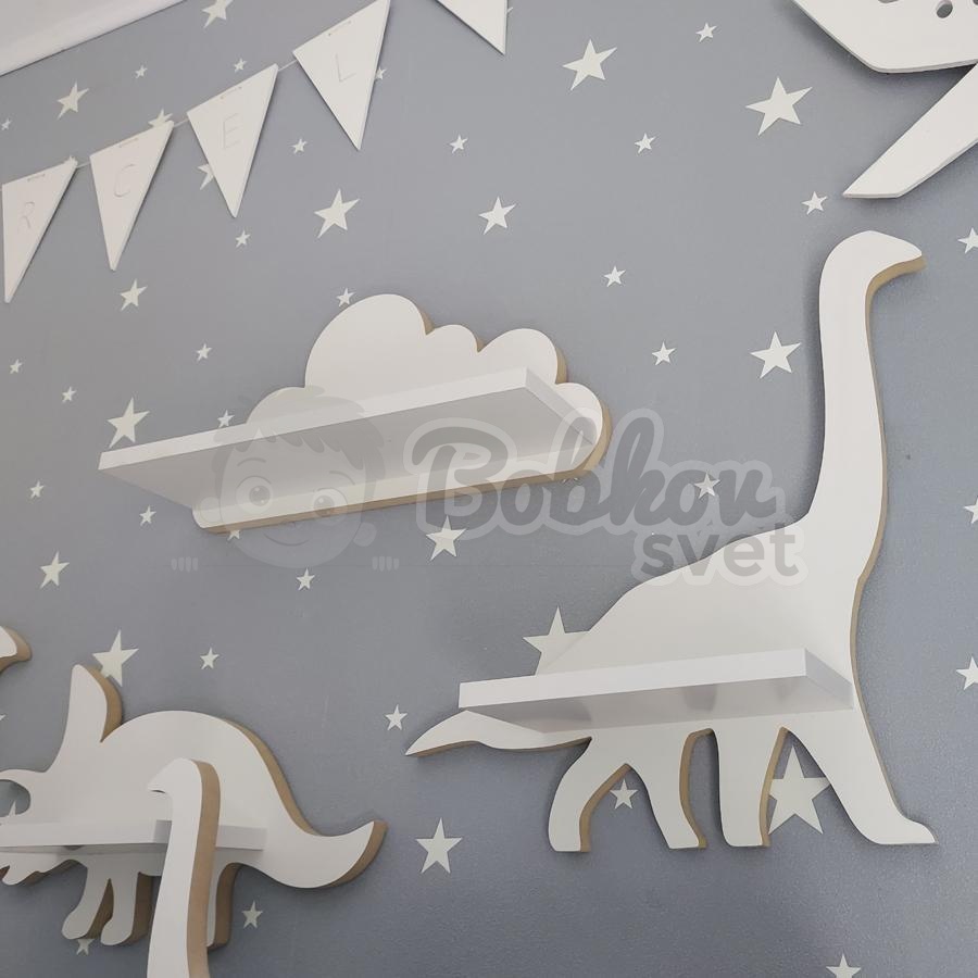 Drevená detská polička DINO - model Brontosaur