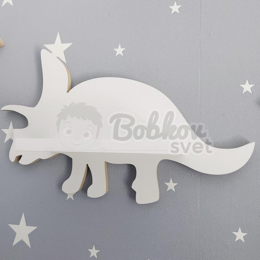 Drevená detská polička DINO - model Triceratops